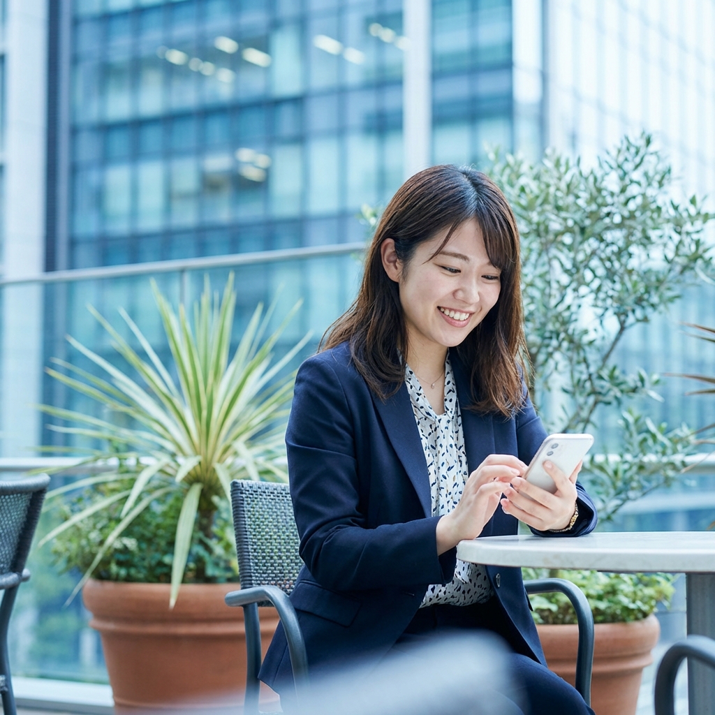 スマホを持つ女性